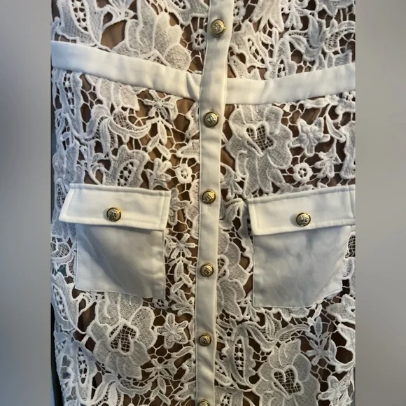 Elegant White Lace Button-Down Dress - Picture 6 of 10